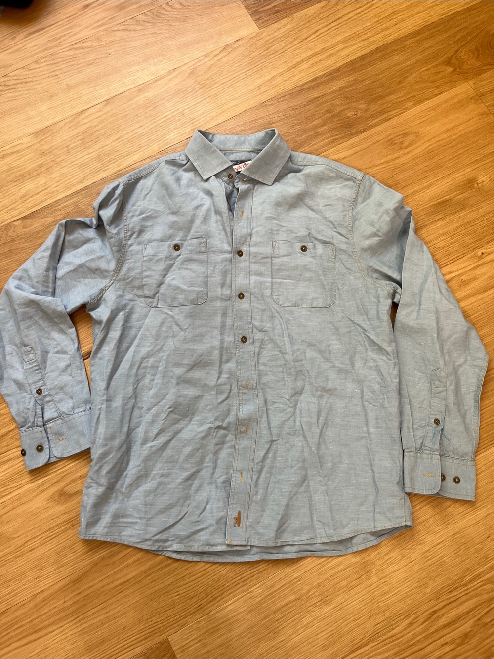 johnnie-O Men’s Morgan Chambray  Blue Casual Button-Up Shirt size M